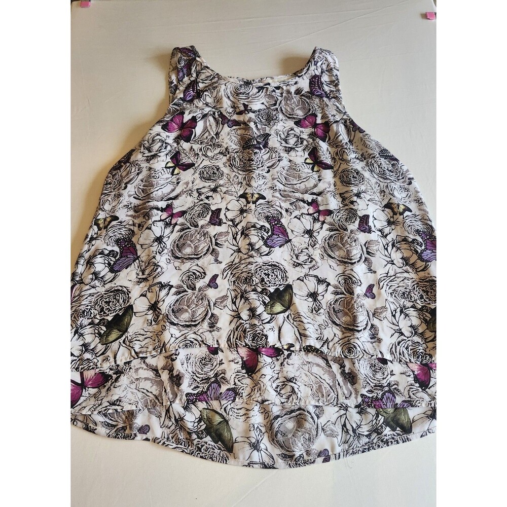 Christopher & Banks Whimsical Butterfly Sleeveless Blouse Layered Sheer Shell